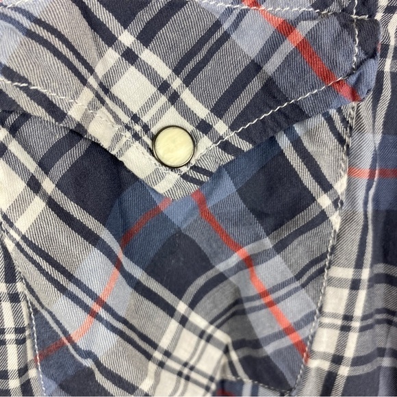 Denim & Supply Ralph Lauren Plaid Snap Down Shirt Small Blue Grey - Picture 8 of 12